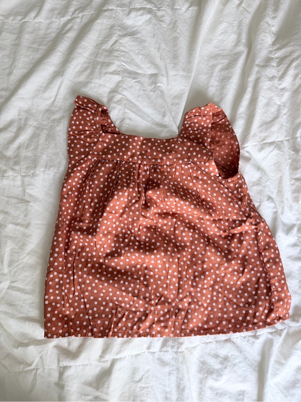 Girl’s Polka Dot Ruffle Strap Tank Top - Rust